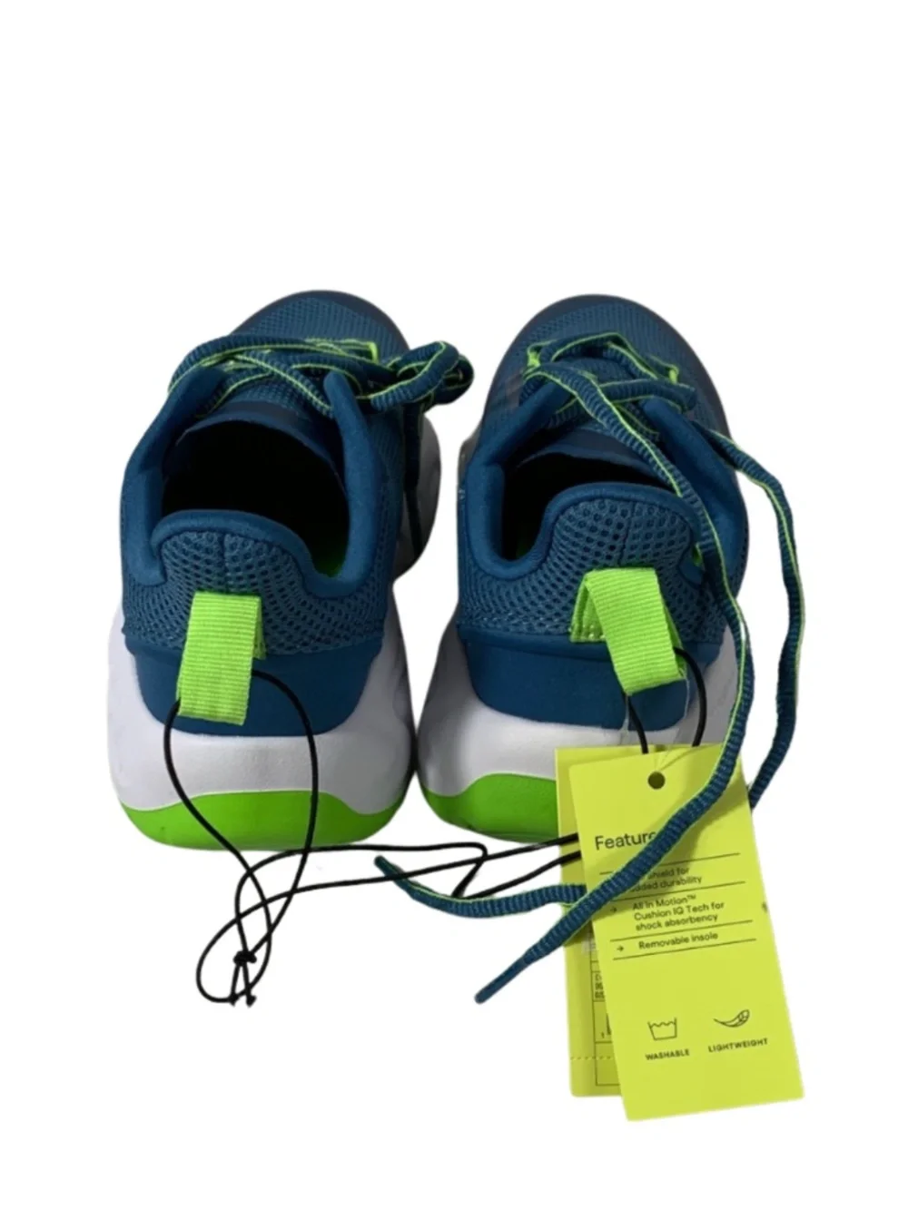 All in Motion Blue and Neon Green Sneakers Kids Size 3 Sporty Colorful